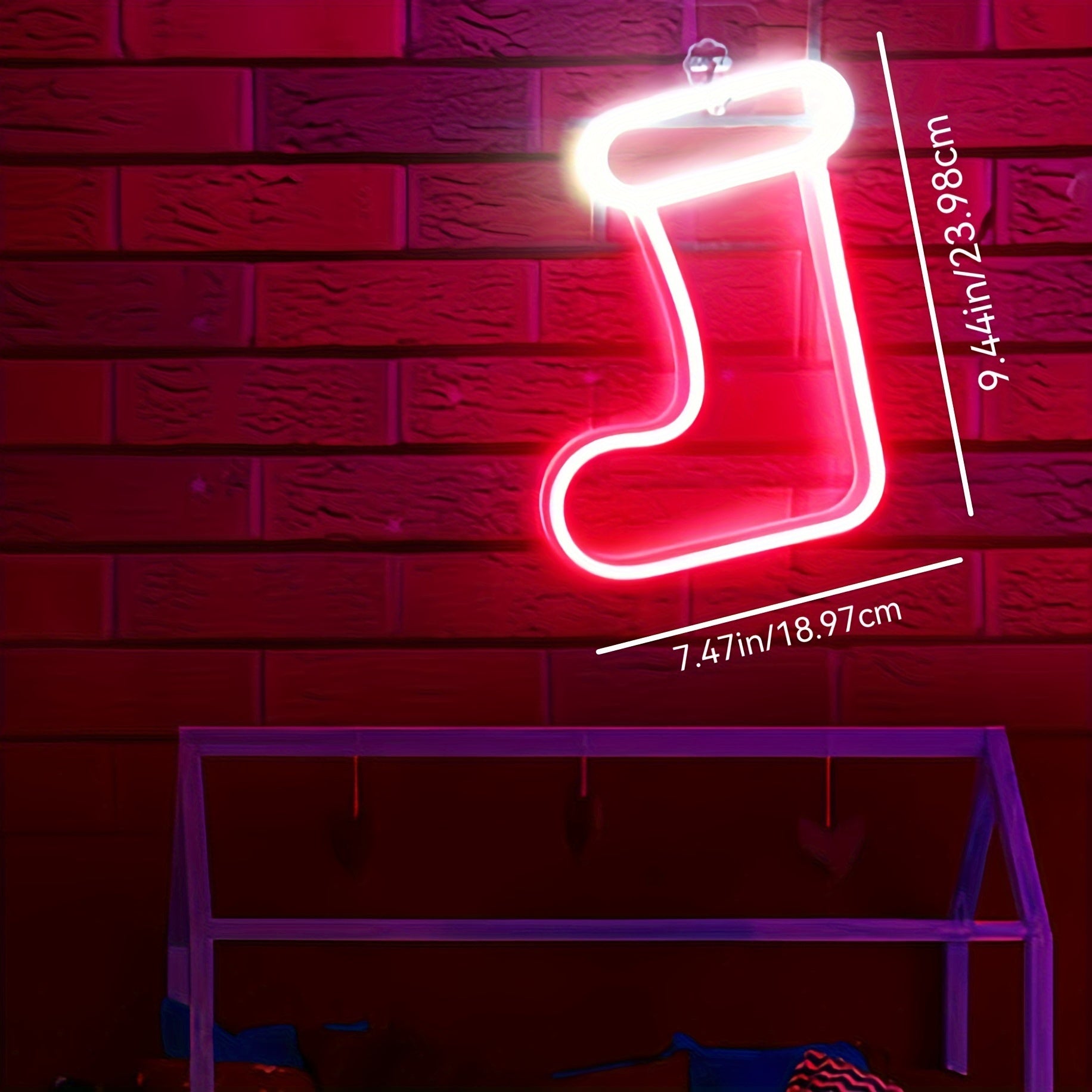 Christmas LED Neon Sign – Tree, Reindeer & Stocking Shapes, USB/Battery Powered, Festive Room Décor & Gift