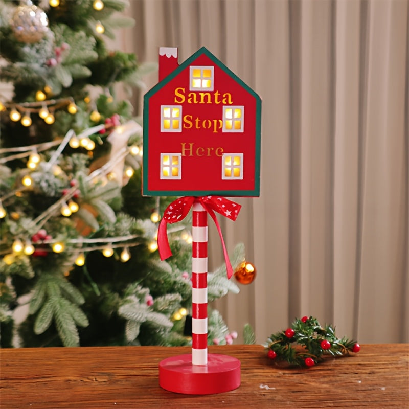 Shenzhi Tech Santa Stop Here LED Sign – Self-Lit Holiday Décor for Porch, Garden & Home