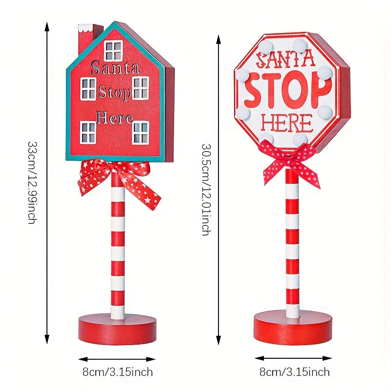 Shenzhi Tech Santa Stop Here LED Sign – Self-Lit Holiday Décor for Porch, Garden & Home