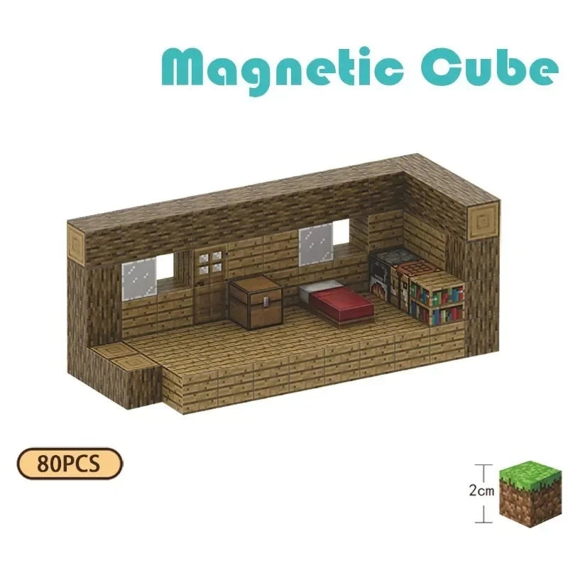 Small Wooden House Magnetic Building Blocks