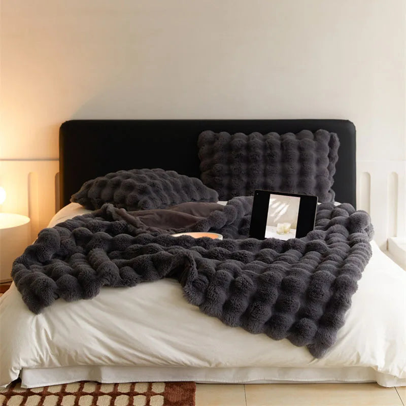 Luxury Imitation Fur Blanket Super Comfortable Blankets for Beds High-end Warm Bed Linen home textiles Bed Decorative покрывало