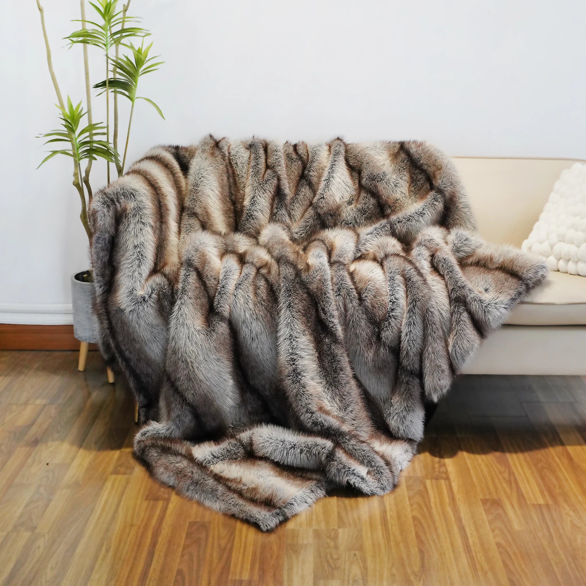 Luxury Faux Fur Blanket High-end Bed  Fox Fur Blankets For Beds Plaid on The Sofa Cover Decoration Home Blankets And Throws