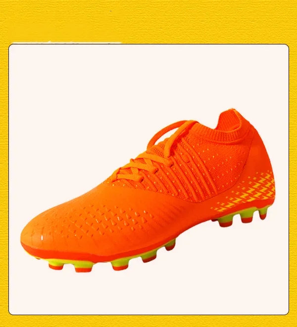 Men's football shoes with long spikes and anti slip turf for indoor training and sports. Five person football shoes for professi