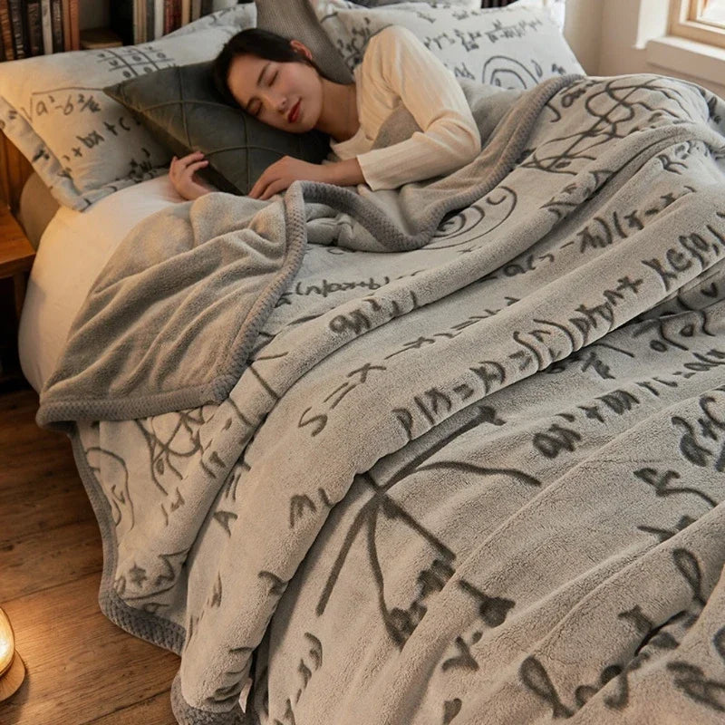 Luxurious Faux Rabbit Fur Throw Blanket Simple Fashionable Solid Color Light Luxury Soft Warm Winter Blanket with Heat Retention