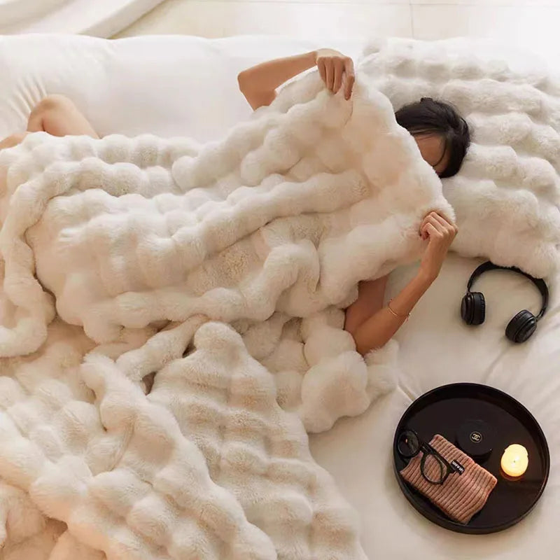 Luxury Imitation Fur Blanket Super Comfortable Blankets for Beds High-end Warm Bed Linen home textiles Bed Decorative покрывало