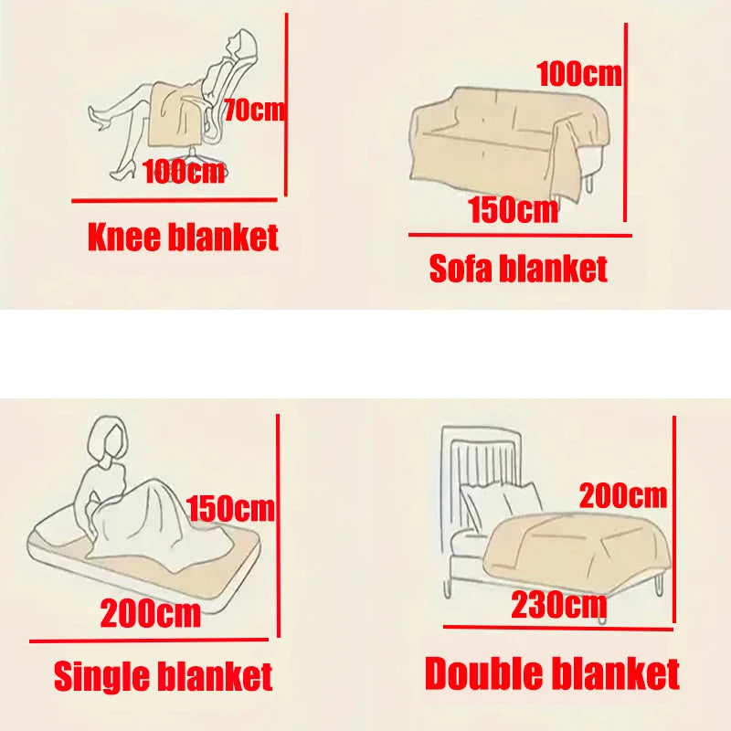 Light luxury Solid Color Multifunctional Rabbit Velvet Blanket Winter Thick Warm Flannel Blanket