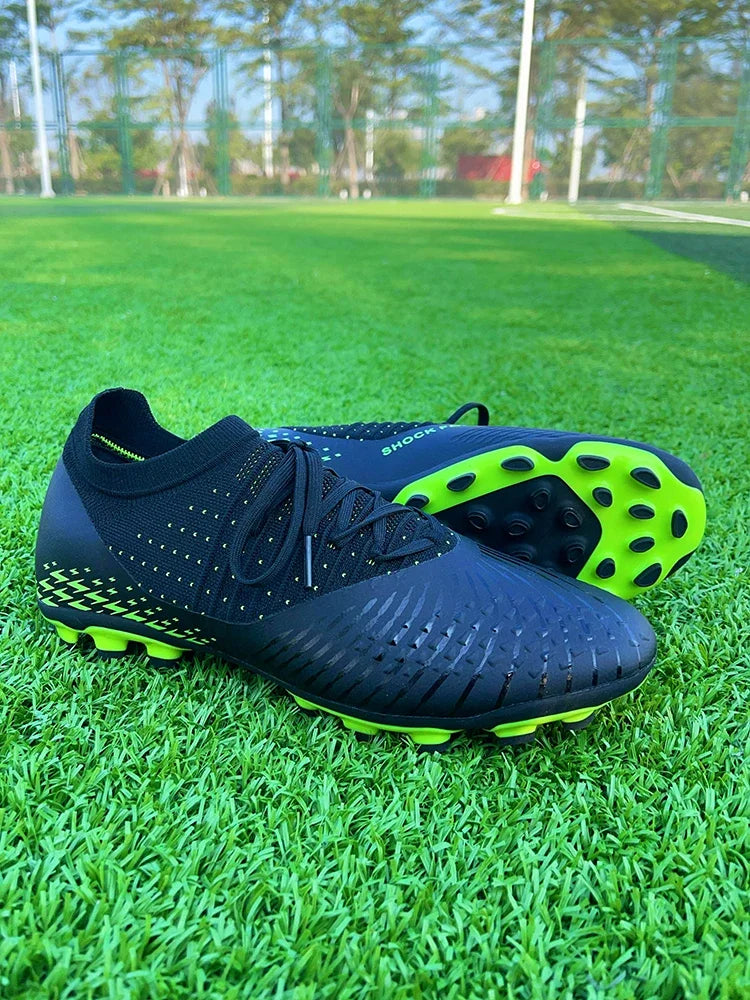 Men's football shoes with long spikes and anti slip turf for indoor training and sports. Five person football shoes for professi