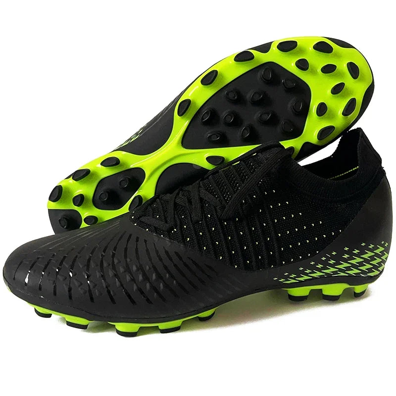Men's football shoes with long spikes and anti slip turf for indoor training and sports. Five person football shoes for professi
