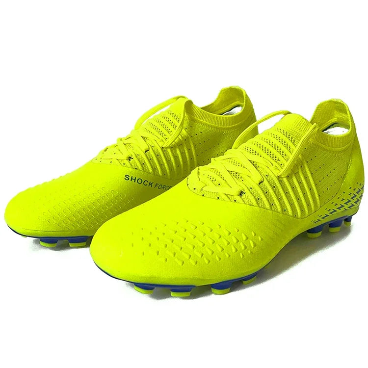 Men's football shoes with long spikes and anti slip turf for indoor training and sports. Five person football shoes for professi