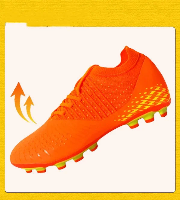 Men's football shoes with long spikes and anti slip turf for indoor training and sports. Five person football shoes for professi