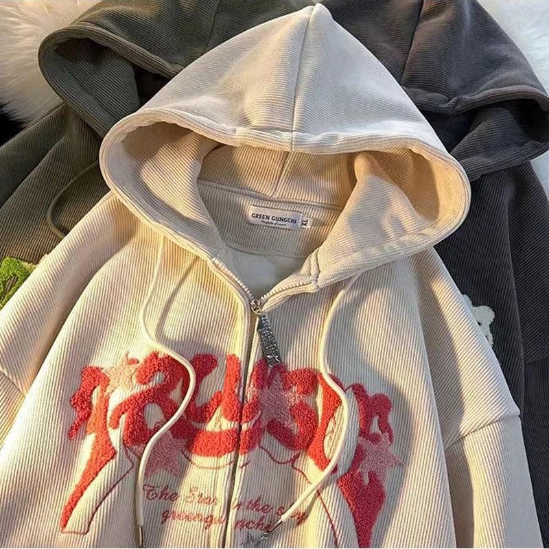 Women: Autumn And Women Zippered Hoodie