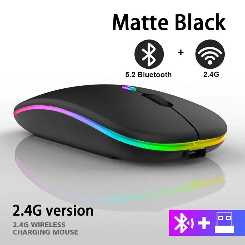 New Gaming Mouse Wireless Bluetooth Dual Mode Silent Rechargeable USB 2.4G DPI 1600 Optical Ergonomics Suitable for Laptops