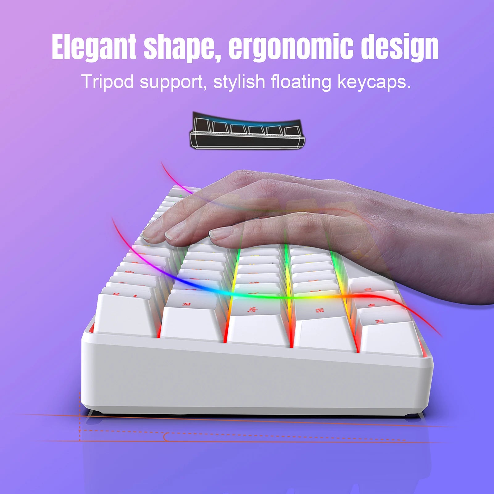 HXSJ V200 Wired K68 RGB Streamer Mini Gaming Keyboard 19-Key Conflict-Free Membrane Keyboard but Mechanical Feel for Game/Office