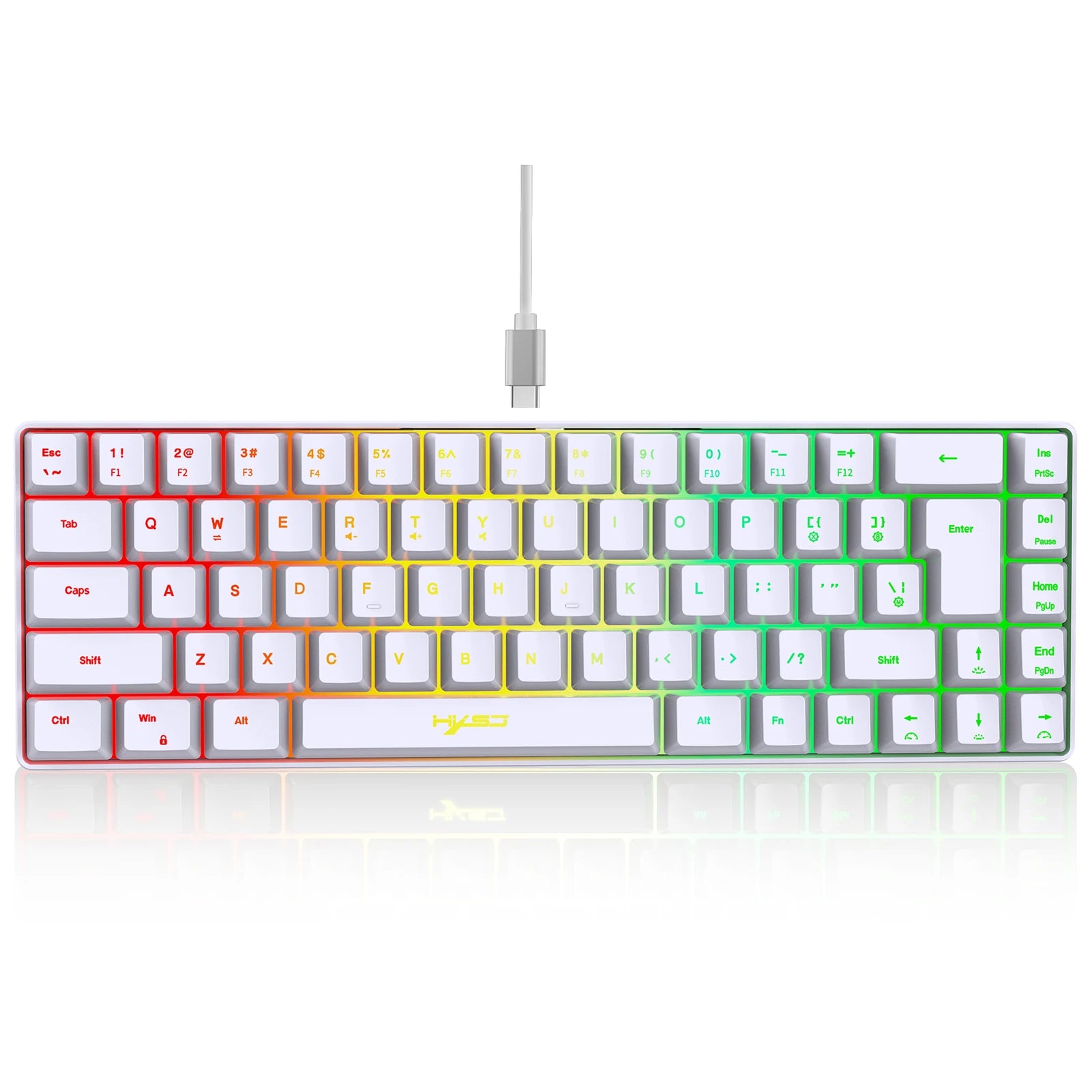 HXSJ V200 Wired K68 RGB Streamer Mini Gaming Keyboard 19-Key Conflict-Free Membrane Keyboard but Mechanical Feel for Game/Office