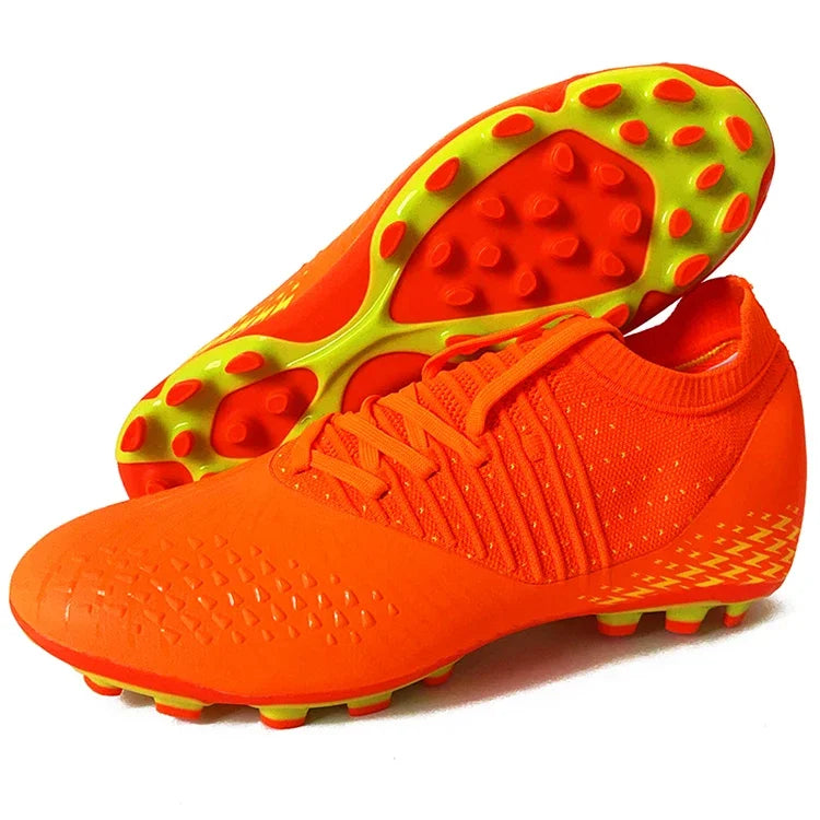 Men's football shoes with long spikes and anti slip turf for indoor training and sports. Five person football shoes for professi