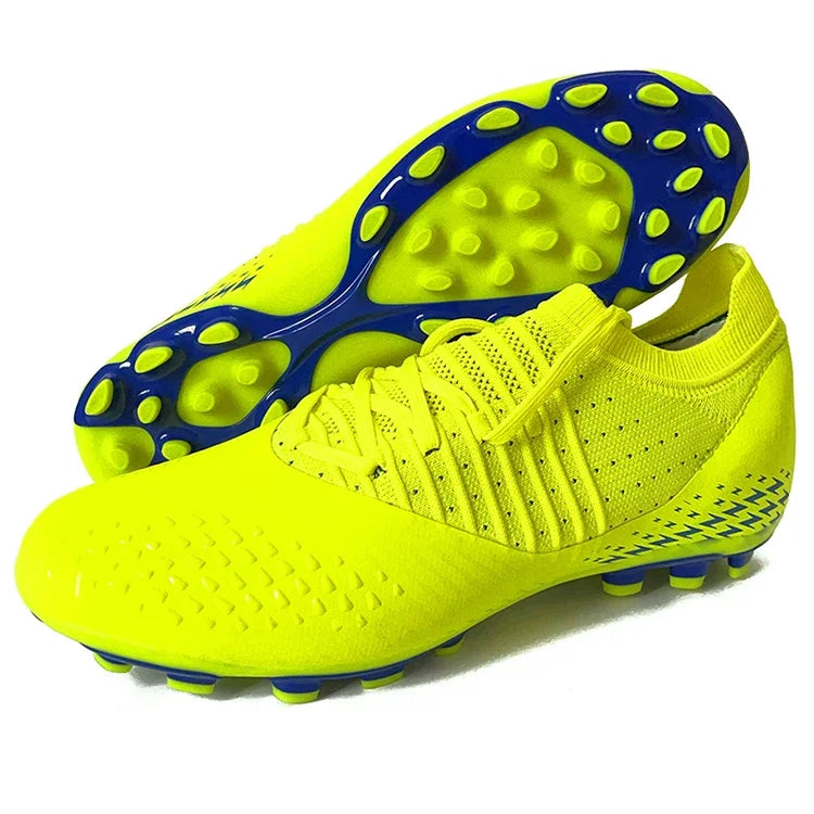 Men's football shoes with long spikes and anti slip turf for indoor training and sports. Five person football shoes for professi