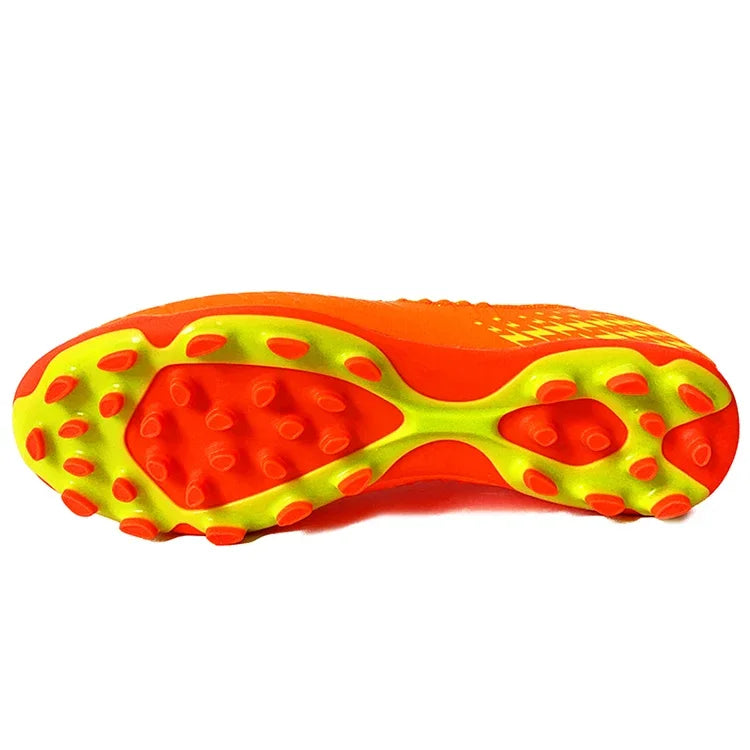Men's football shoes with long spikes and anti slip turf for indoor training and sports. Five person football shoes for professi
