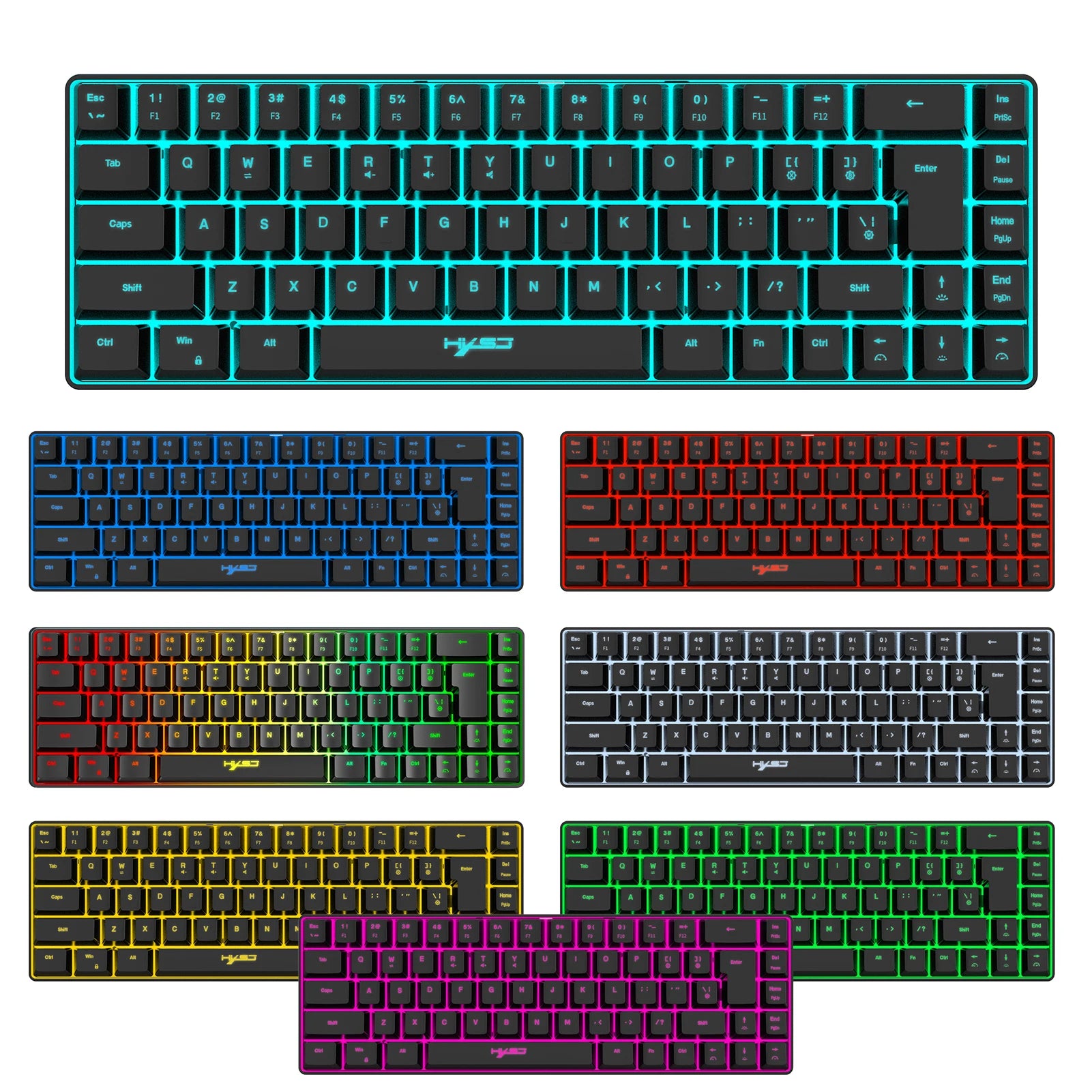 HXSJ V200 Wired K68 RGB Streamer Mini Gaming Keyboard 19-Key Conflict-Free Membrane Keyboard but Mechanical Feel for Game/Office
