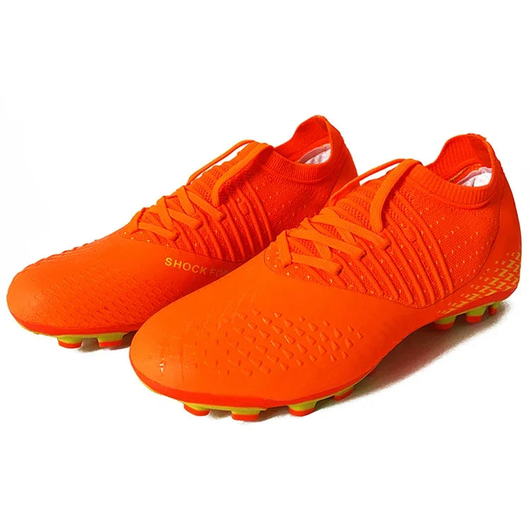Men's football shoes with long spikes and anti slip turf for indoor training and sports. Five person football shoes for professi