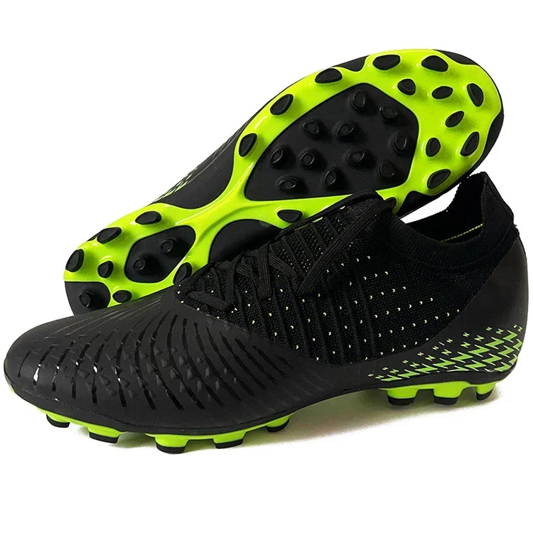 Men's football shoes with long spikes and anti slip turf for indoor training and sports. Five person football shoes for professi