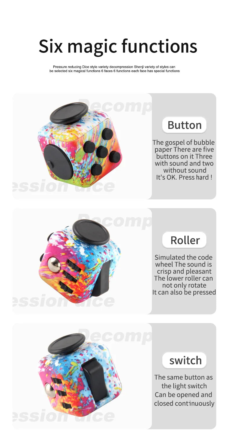Creative Solid Color Fidget Dice handheld cube Release Stress Autism Anxiety Adult Kids Relief Anti-Stress finger children toys