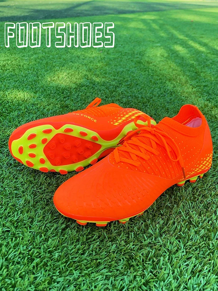 Men's football shoes with long spikes and anti slip turf for indoor training and sports. Five person football shoes for professi