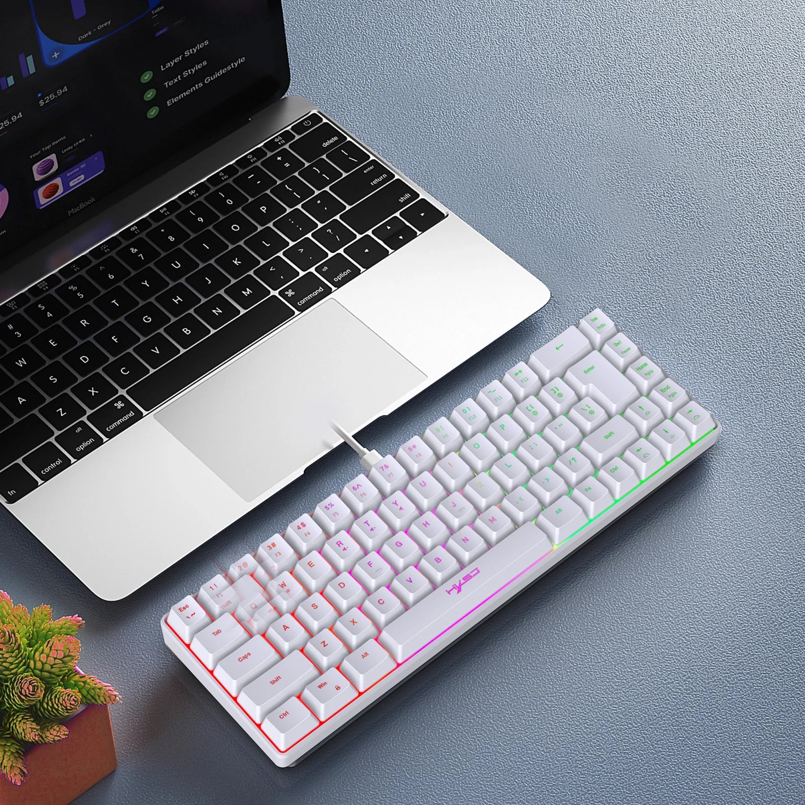 HXSJ V200 Wired K68 RGB Streamer Mini Gaming Keyboard 19-Key Conflict-Free Membrane Keyboard but Mechanical Feel for Game/Office