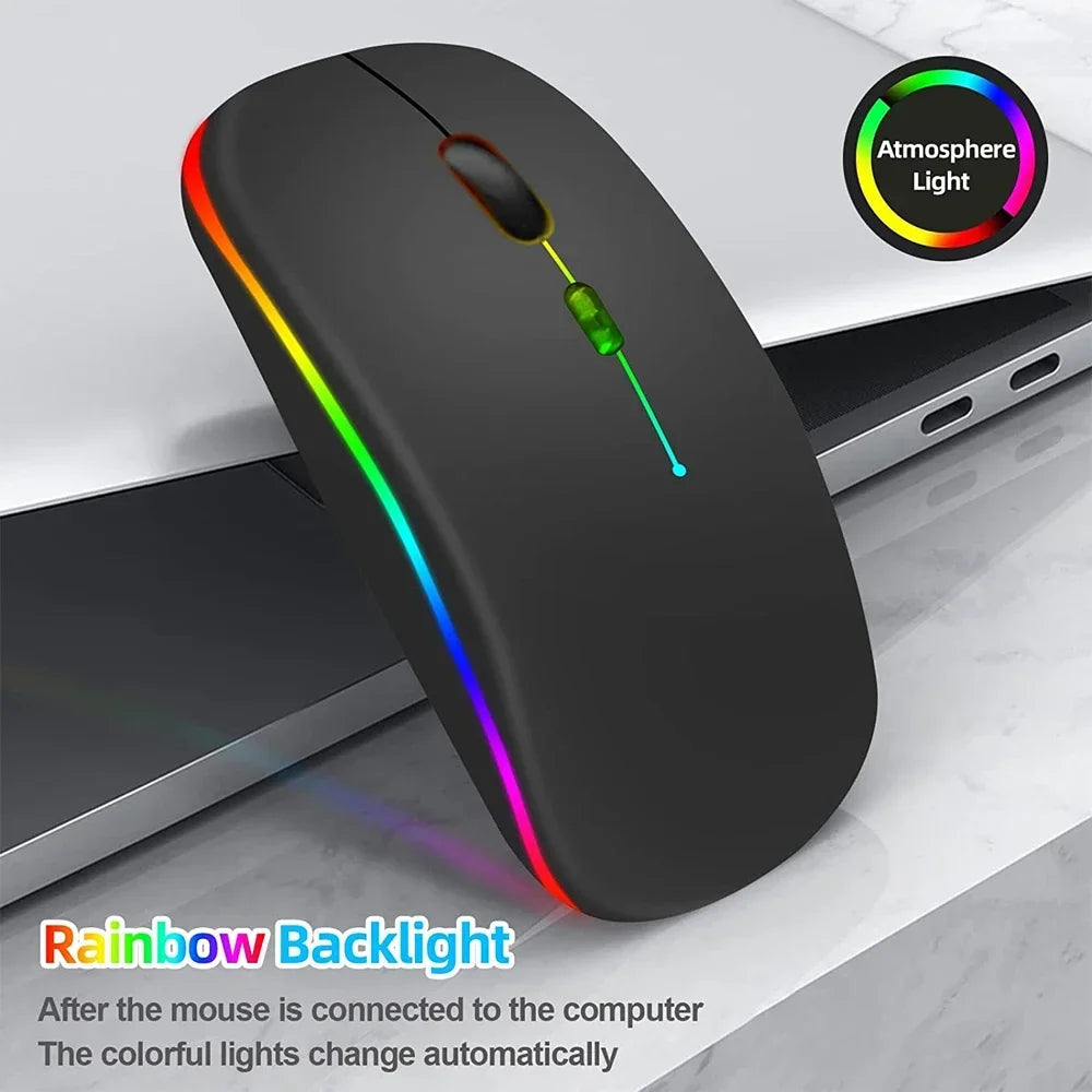 New Gaming Mouse Wireless Bluetooth Dual Mode Silent Rechargeable USB 2.4G DPI 1600 Optical Ergonomics Suitable for Laptops