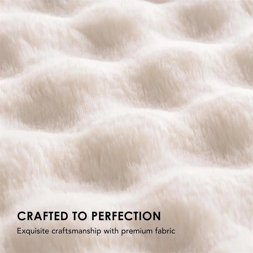 Ultra Soft Luxury Flffy Faux Rabbit Fur Blanket, Thick Winter Warm Throw Blankets, Plush Cozy Bubble Fleece Blankets Home Decor