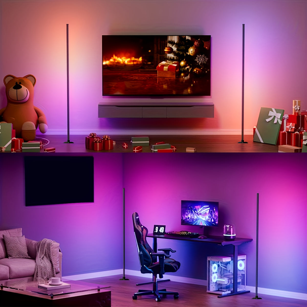 AuraShift RGB Smart Floor Lamp – 16M Colors, Music Sync, App & Remote Control, 68 Lighting Scenes for Home & Party