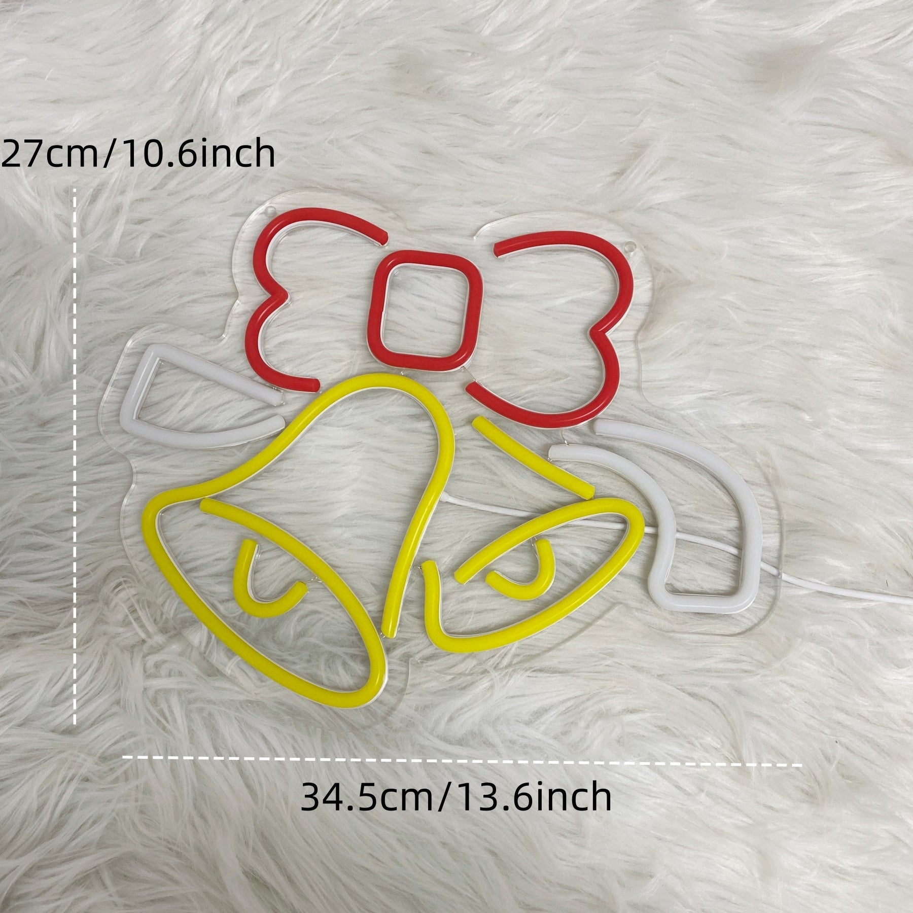 GOZYE Dimmable LED Jingle Bell Neon Sign – Wall-Mounted Christmas Decoration, Red & Yellow Glow, Home & Business