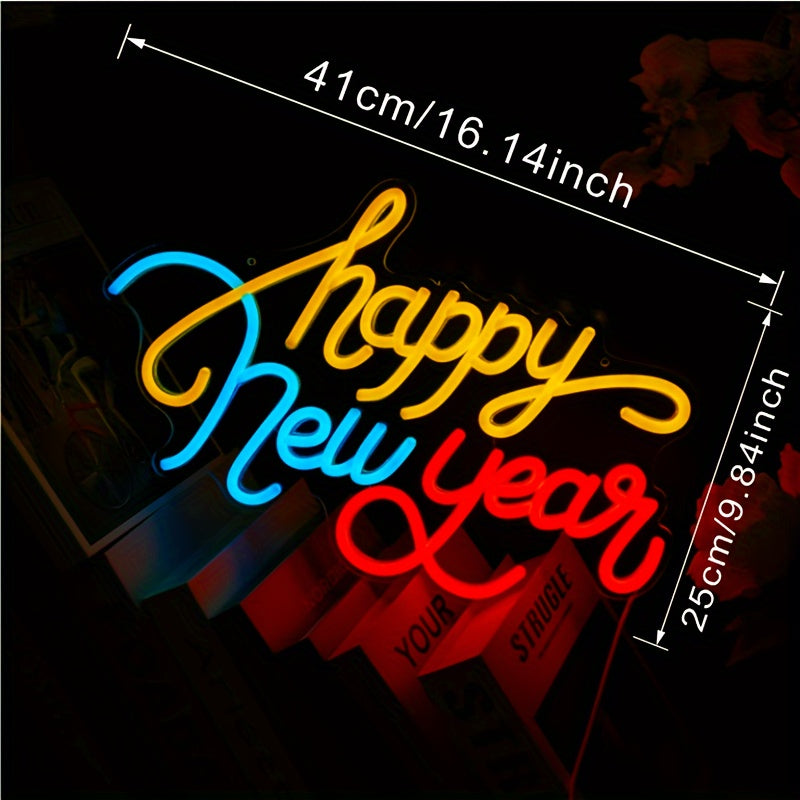 Happy New Year Neon LED Sign – Festive Wall Décor for Home, Bar & Party