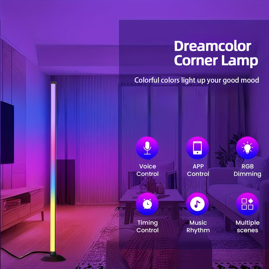 AuraShift RGB Smart Floor Lamp – 16M Colors, Music Sync, App & Remote Control, 68 Lighting Scenes for Home & Party